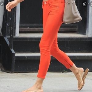 Rag & bone Capri zipper ankle orangey red jeans